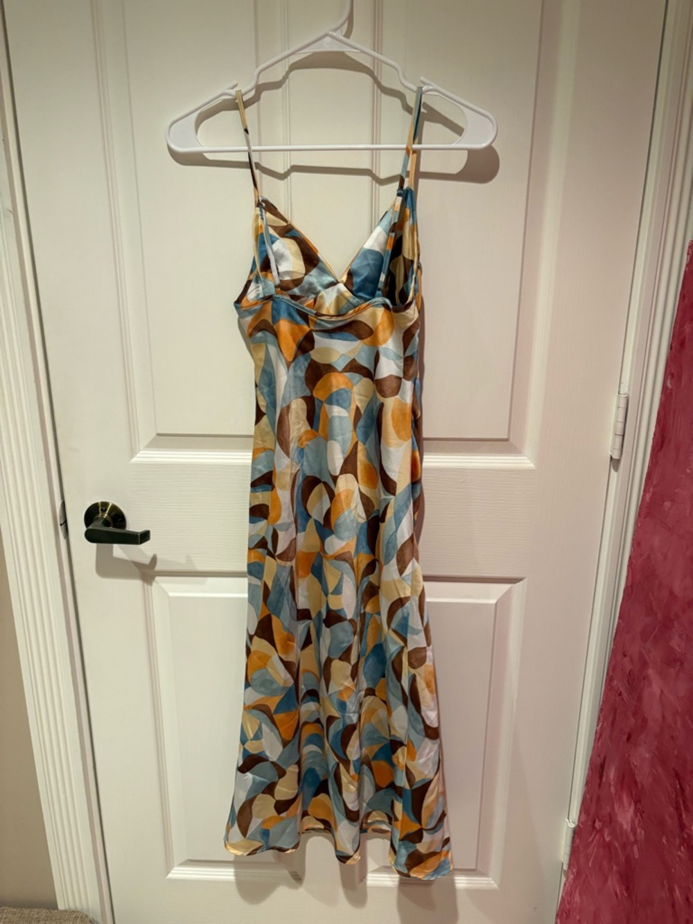 Multi-Color Abstract Print Slip Dress - Spaghetti Strap - Picture 6 of 7